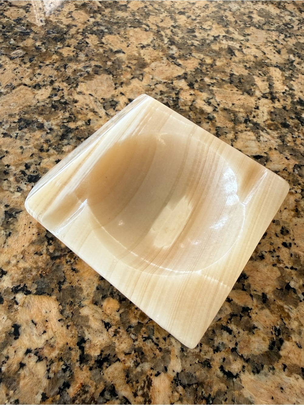 Vintage Natural Stone Carved Polished Ashtray